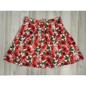 Appleseeds Floral Skirt Women’s Plus Sz 20 White with Roses Mid Length Casual